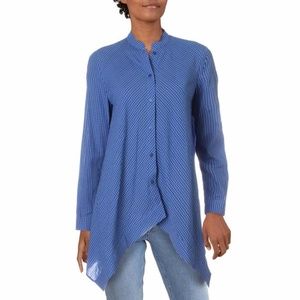 ANNE KLEIN CHECKERED HANDKERCHIEF-HEM TUNIC TOP